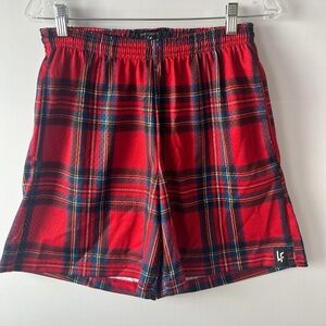 Lost Files Red Plaid Men's Basketball Shorts Size Medium Holiday Shorts Red